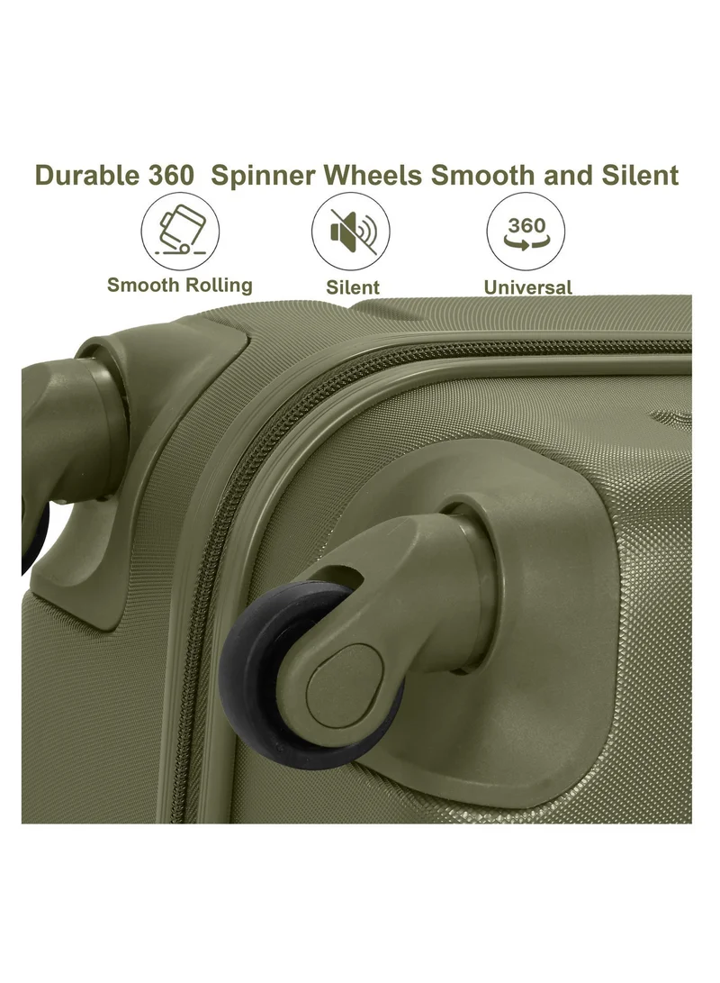 Senator Olive Green Hard Case Travel Bag Cabin Luggage Trolley ABS Lightweight Suitcase with 4 Spinner Wheels A1012 Olive Green  | Best Price UAE